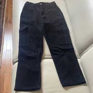 PacSun Black Corduroy Cargo Pants Straight Leg